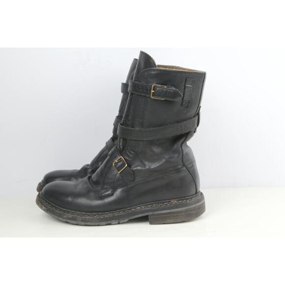 BURBERRY Woman's Boots Black Leather Blanchard Ankle Straps Moto Biker Size 36 - Picture 11 of 16